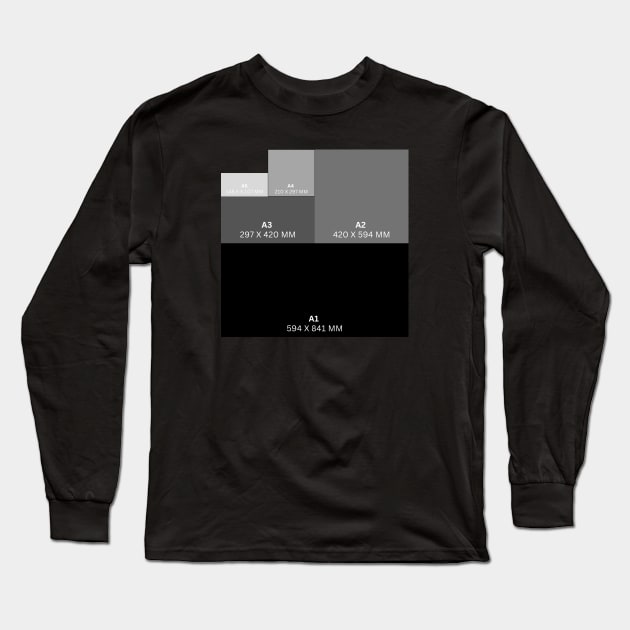 Paper Sizes A1, A2, A3, A4, A5 0.1 Long Sleeve T-Shirt by SLGA Designs